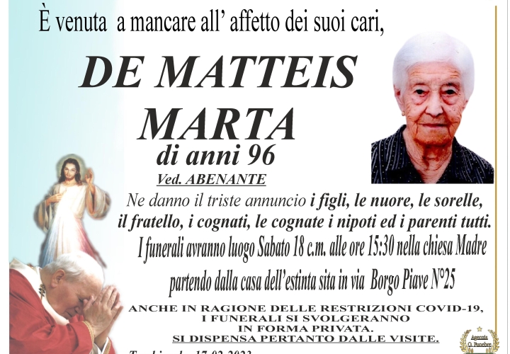 annuncio De Matteis  Marta